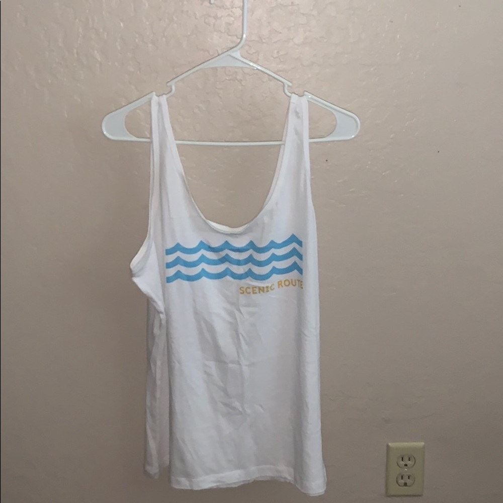 White tank top with graphic design